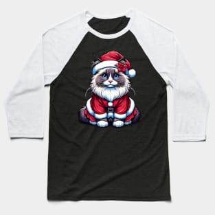 Ragdoll Cat Santa Claus Christmas Baseball T-Shirt